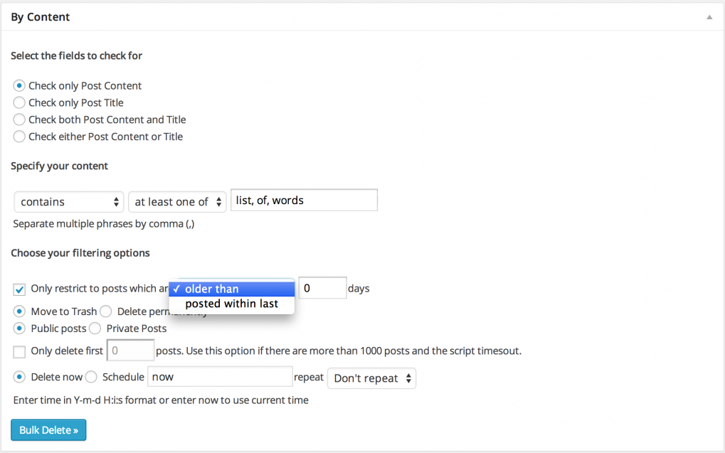 bulkdeletepostsbycontent4 Bulk WP