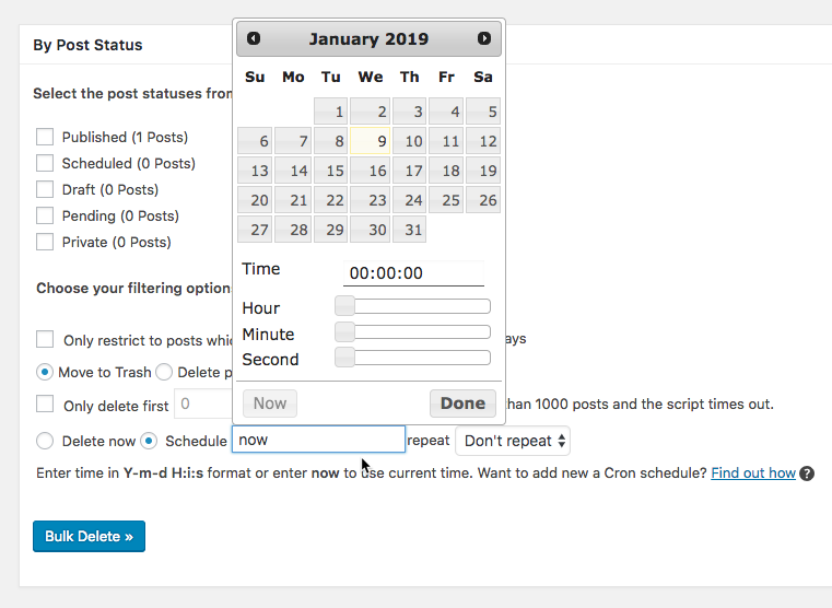 Scheduler for Deleting Posts by Status - Bulk WP