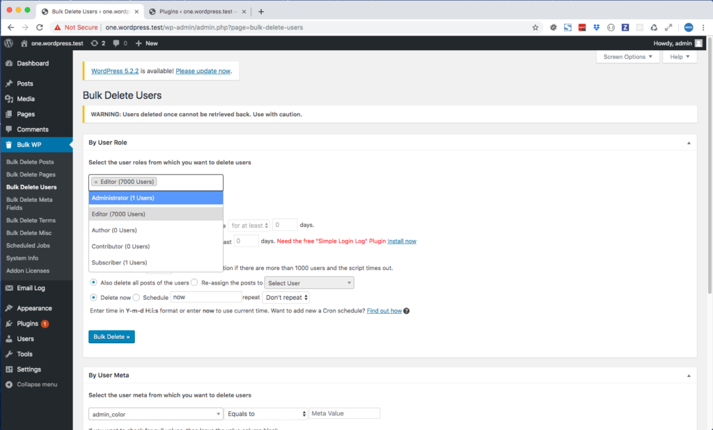 bulkdeleteusersbyrole2 Bulk WP